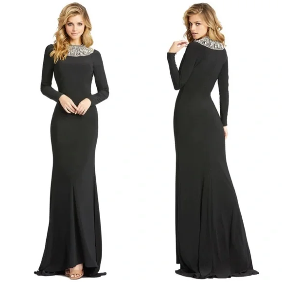 Mac Duggal Elegant Black Maxi Dress - Picture 1 of 8